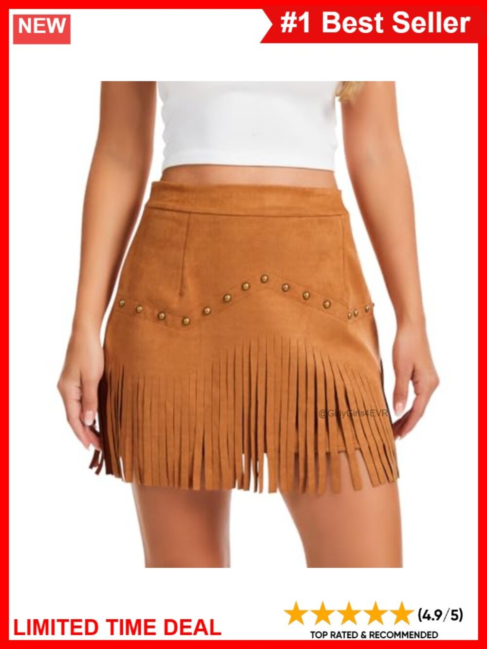 High Waisted Fringe Mini Skirt Polyester Spandex Western Cowgirl